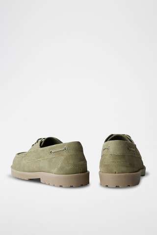 Chaussures bateau en nubuck - Kaki