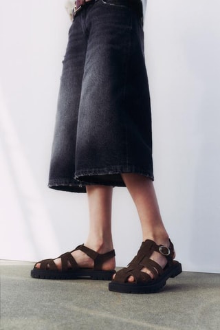 Sandales en nubuck - Marron