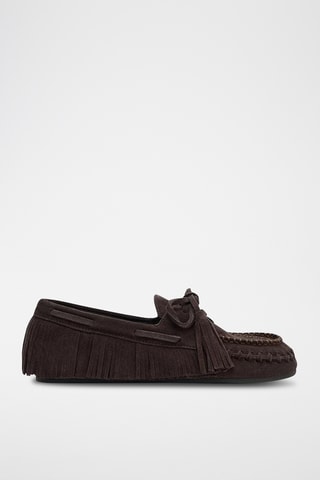 Chaussures bateau en nubuck - Marron