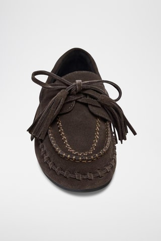 Chaussures bateau en nubuck - Marron