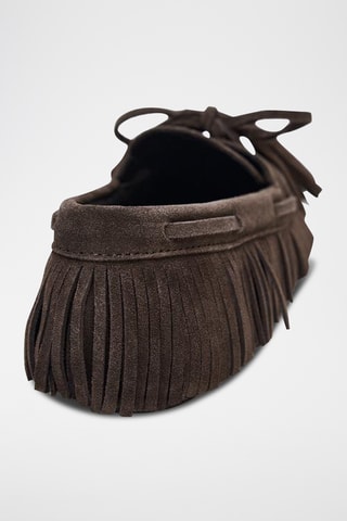 Chaussures bateau en nubuck - Marron