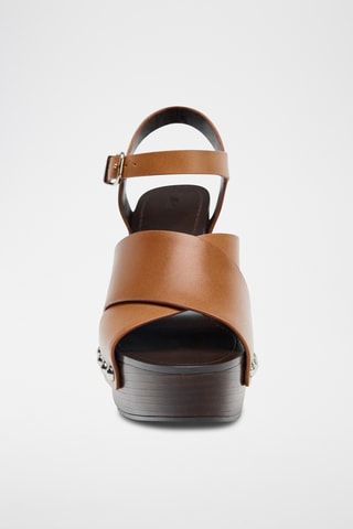 Sandales compensées en cuir - Marron