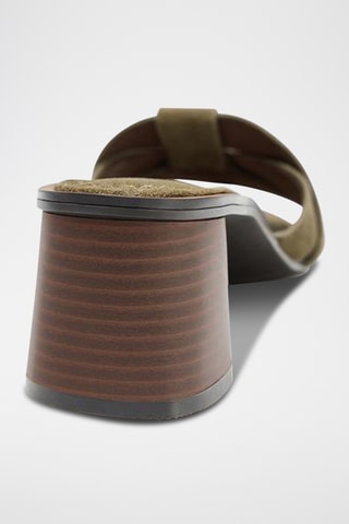 Mules à talons en nubuck - Kaki