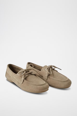 Chaussures bateau en nubuck - Beige