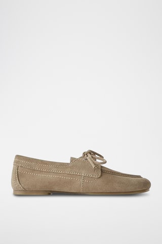 Chaussures bateau en nubuck - Beige