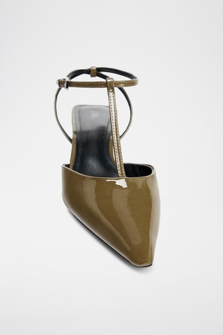 Salomés à talons vernis - Vert olive