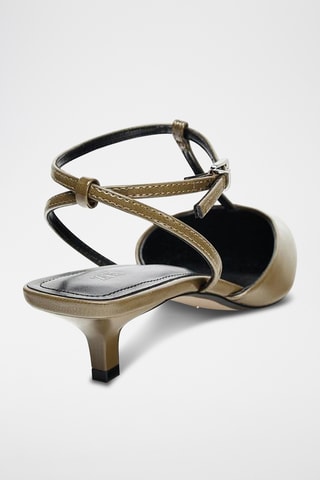 Salomés à talons vernis - Vert olive