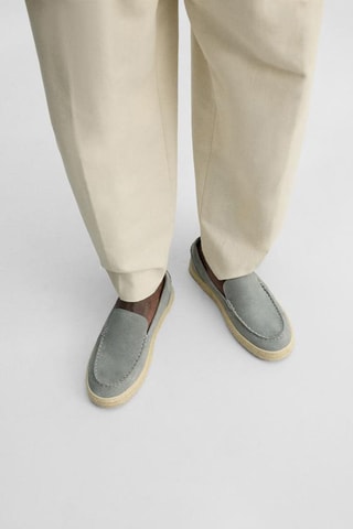 Mocassins en nubuck - Gris clair