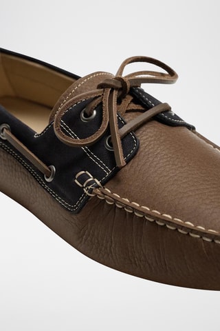 Chaussures bateau en cuir - Marron