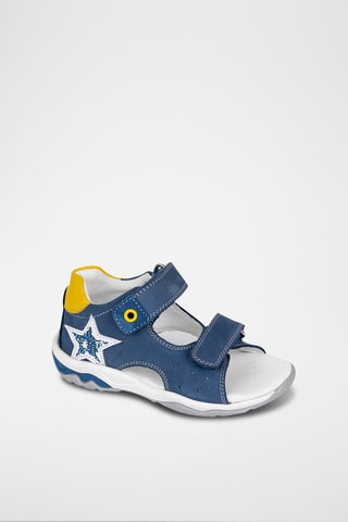 Sandales en cuir - Rouge et bleu