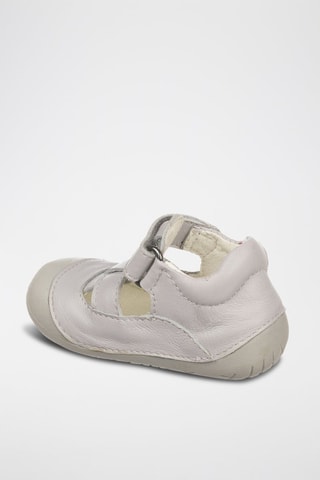 Salomés en cuir - Blanc, rouge et gris