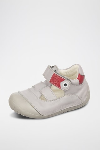 Salomés en cuir - Blanc, rouge et gris