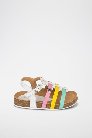 Sandali alla schiava in pelle - Bianco, giallo e verde