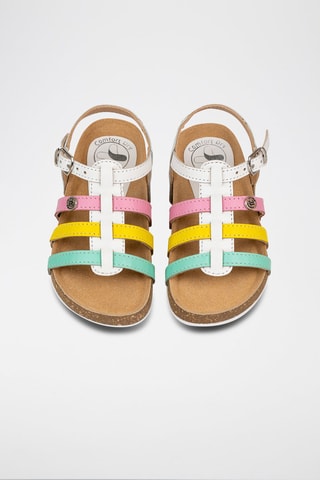 Sandali alla schiava in pelle - Bianco, giallo e verde