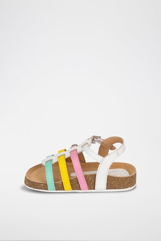 Sandali alla schiava in pelle - Bianco, giallo e verde