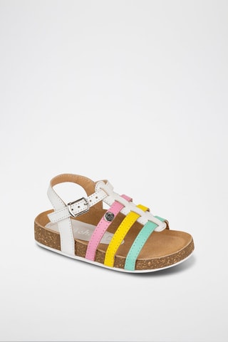 Sandali alla schiava in pelle - Bianco, giallo e verde