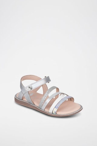 Sandali in pelle - Argentato e grigio