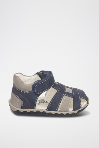 Sandales en cuir - Rouge, bleu et gris