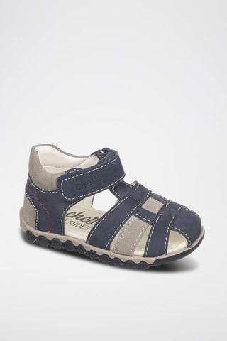 Sandales en cuir - Rouge, bleu et gris