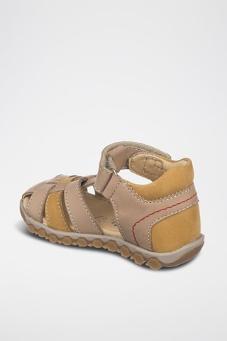 Sandales en cuir - Rouge, marron et gris