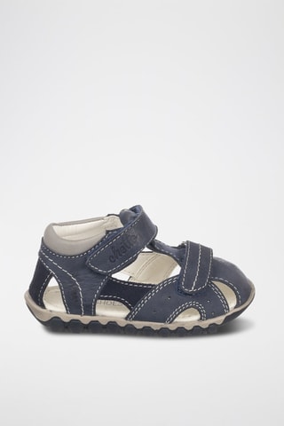 Sandales en cuir - Bleu et gris