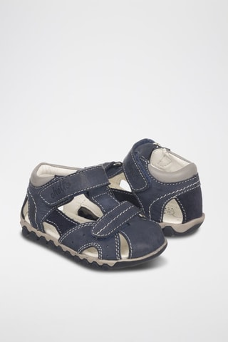 Sandales en cuir - Bleu et gris