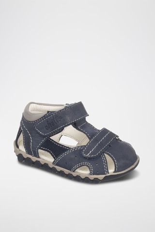 Sandales en cuir - Bleu et gris