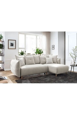 Canapé d'angle droit convertible en charme Puffy - Beige - 3 places