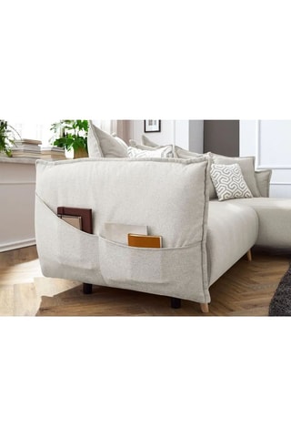 Canapé d'angle droit convertible en charme Puffy - Beige - 3 places