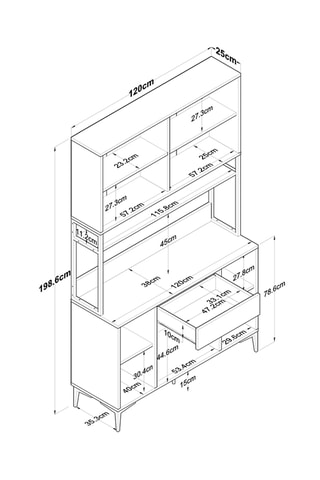 Buffet de cuisine JE127 -2984 - 120 x 198,6 x 38 cm