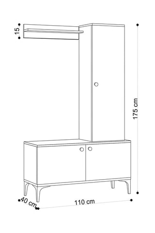 Meuble d'entrée 3 portes Lex - 110 x 175 x 40 cm