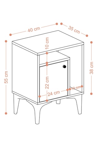 Table de chevet Nuno - 40 x 55 x 35 cm