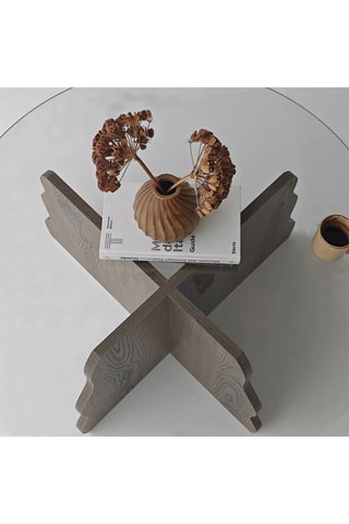 Table basse ronde en verre - 75 x 40 cm