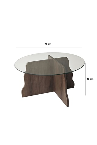 Table basse ronde en verre - 75 x 40 cm