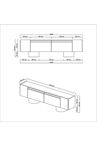 Meuble TV - 180 x 40 x 50 cm