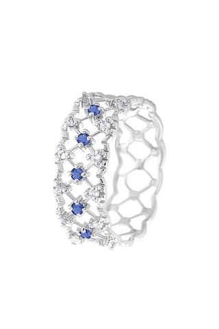 Anello - Argento, diamanti e zaffiri