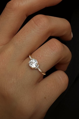 Anello - Argento placcato oro giallo, diamanti e topazio