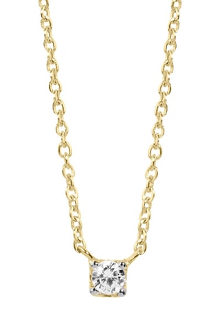 Collier - Argent plaqué or jaune et diamant