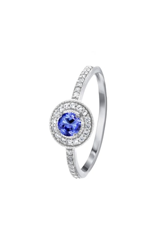 Anello - Argento, diamanti e tanzanite