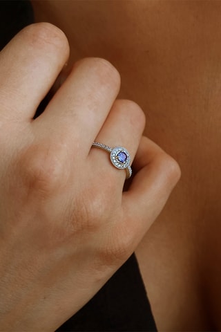 Anello - Argento, diamanti e tanzanite