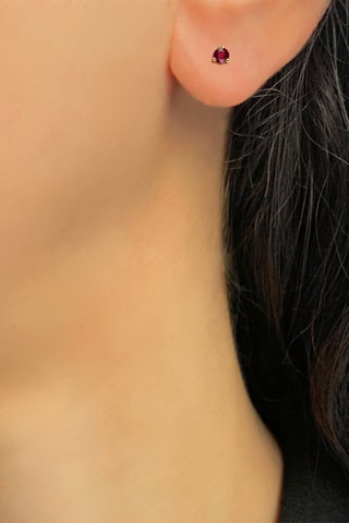 Orecchini - Argento placcato oro giallo e rubino