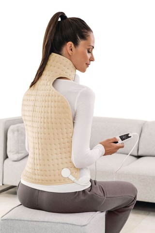 Almofada aquecido LED costas e pescoço - Bege - 22,4 x 7,2 x 32,3 cm