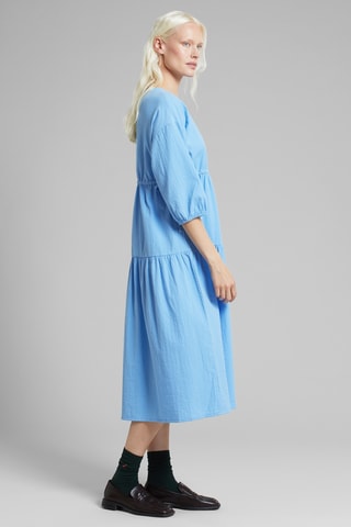 Vestido midi em algodão biológico - Azul