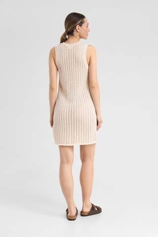 Vestido curto em algodão biológico sem mangas - - Bege