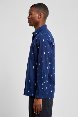 Camisa relaxed em algodão biológico - Azul-marinho