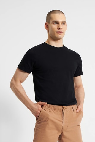 Calções direitos em algodão biológico - Camel