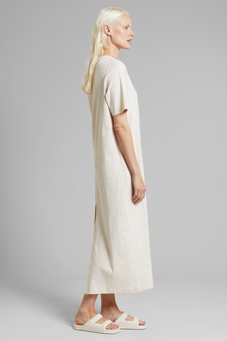 Vestido direito oversize em algodão biológico - Bege