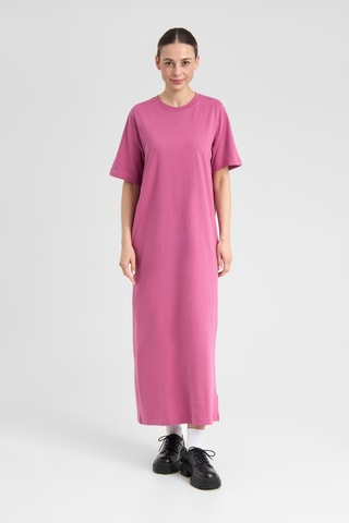 Vestido direito oversize em algodão biológico - Rosa