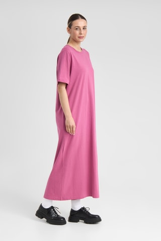 Vestido direito oversize em algodão biológico - Rosa