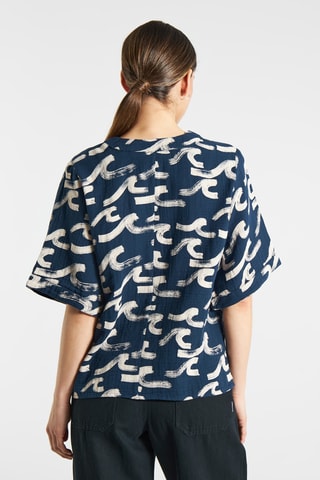 Blusa loose em algodão biológico - Azul-marinho